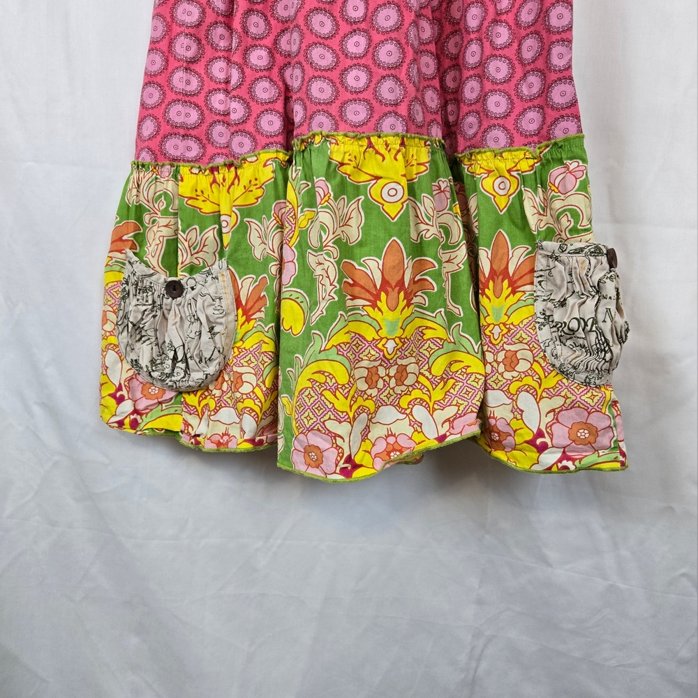 Mustard Pie Girls Pink Floral Multicolored Ruffled Tiered Sleeveless Dress Sz 10 - Picture 6 of 7